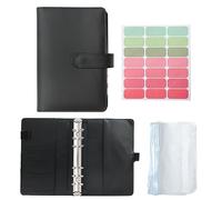 PATIKIL A6 Budget Classeur avec Fermeture Éclair Enveloppes, Argent Classeur PU Cuir Espèces Organiseur Planificateur pour Budget Épargne Dépenses Style 2, Noir