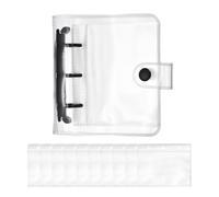 PATIKIL A8 Mini Couverture À Anneaux 3, Transparente PP Cahier Classeur Pochette Souple Avec Poches Intérieures Fermeture À Bouton Pressoir Classeur Rechargeable Pour Diy Bureau Voyage