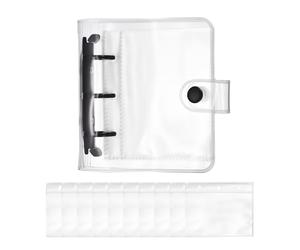 PATIKIL A8 Mini Couverture À Anneaux 3, Transparente PP Cahier Classeur Pochette Souple Avec Poches Intérieures Fermeture À Bouton Pressoir Classeur Rechargeable Pour Diy Bureau Voyage