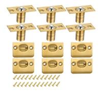 PATIKIL Acier Inox Acier Placard Boule Loquet Porte Quincaillerie, 6 Paquet Ajustable Armoire Porte Boule Loquet Chrome Finition avec Gâche Plaque & Vis pour Intérieur Portes, Or