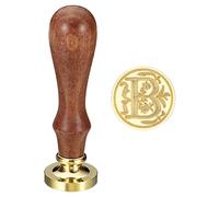PATIKIL Alphabet B Cire Sceau Timbre, Initiale Lettre Cachet Cire Timbre Classique Rétro Amovible Laiton Tête Bois Poignée pour Enveloppe Invitation Cartes, Style 3
