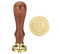 PATIKIL Alphabet M Cire Sceau Tampon, Initiale Lettre Cachet Cire Tampon Classique Rétro Amovible Laiton Tête Bois Poignée pour Enveloppe Invitation Cartes, Style 4