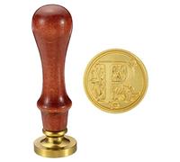 PATIKIL Alphabet P Cire Sceau Cachet, Initiale Lettre Scellage Cire Cachet Classique Retro Amovible Laiton Tête Bois Poignée pour Enveloppe Invitation Cartes, Style 2