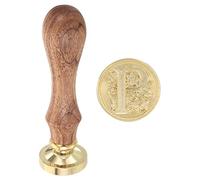 PATIKIL Alphabet P Cire Scellement Tampon, Initiale Lettre Scellement Cire Tampon Classique Retro Amovible Laiton Tête Bois Poignée pour Enveloppe Invitation Cartes