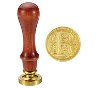 PATIKIL Alphabet R Cire Sceau Cachet, Initiale Lettre Scellage Cire Cachet Classique Retro Amovible Laiton Tête Bois Poignée pour Enveloppe Invitation Cartes, Style 2