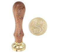 PATIKIL Alphabet S Cire Scellement Tampon, Initiale Lettre Scellement Cire Tampon Classique Retro Amovible Laiton Tête Bois Poignée pour Enveloppe Invitation Cartes