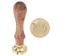 PATIKIL Alphabet W Cire Scellement Tampon, Initiale Lettre Scellement Cire Tampon Classique Retro Amovible Laiton Tête Bois Poignée pour Enveloppe Invitation Cartes