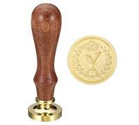 PATIKIL Alphabet Y Cire Sceau Tampon, Initiale Lettre Cachet Cire Tampon Classique Rétro Amovible Laiton Tête Bois Poignée pour Enveloppe Invitation Cartes, Style 4