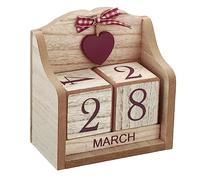 PATIKIL Ancien Bois Bloc Perpétuel Calendrier Style 6 Marron | Réutilisable Bois Mois Date Affichage Blocs pour Bureau Table Maison Décoration