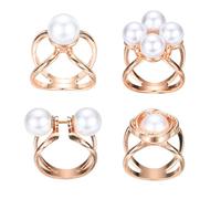 PATIKIL Anneaux Pour Echarpes Pour Femmes, Boutons Et Glissières Pour Echarpes À Fleurs En Perles Pour Femmes Attaches En Métal Pour T-shirts Pince Pour Robe Manteau, Ton Or Rose 4Pcs