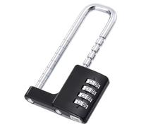 PATIKIL Armoire Mot passe Cadenas, 4 Chiffre Combinaison Verrouillage Réglable Long Manille Serrure Inox Acier Gym Casier Serrure Code pour Gym Clôtures Extérieur, Noir