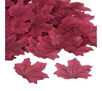 PATIKIL Artificiel Feuilles, 200 pcs Automne Érable Automne Faux Feuille pour Mariage Fête Action de Grâce Halloween Décoration, Bourgogne