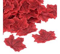 PATIKIL Artificiel Feuilles, 200 pcs Automne Érable Automne Faux Feuille pour Mariage Fête Action Grâces Halloween Décoration, Rouge