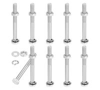 PATIKIL Assortiment de boulons hexagonaux M8 x 80 mm avec écrous et rondelles de verrouillage à ressort plats, lot de 10 boulons hexagonaux en acier inoxydable, filetage partiel grossier, boulons