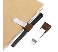 PATIKIL Attache-Stylo Pour Carnet, Porte-Crayon En Cuir Rétro Sculpté En Laiton Clip À Stylo Pour Carnet Planchettes Poche Bureau Voyageur Journaux Planificateur, Café/Argent