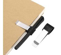 PATIKIL Attache-Stylo Pour Notebook, Porte-Crayon En Cuir Rétro Cisélé En Laiton Pour Carnets Planchettes Poche Bureau Voyageur Journaux Agenda, Noir/Argent