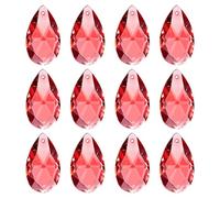 PATIKIL Attrape Soleil Cristal Suspendu Rouge 12 Pcs 28mm Pendentifs en Cristal K9 Perles Forme de Larme, Éléments de Lustre, Prismes, Lampe DIY pour Loisirs Créatifs et Décoration
