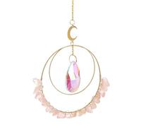 PATIKIL Attrape-Soleil en Cristal Coloré, Décoration d'Intérieur et d'Extérieur à Suspendre Sur des Fenêtres, Cristaux avec Chaîne, Prisme Rond en Pierre Précieuse, Jardin, Rose