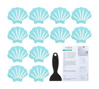 PATIKIL Autocollants Antidérapants pour Baignoire 9X7 cm, 12 Pcs Coquille Autocollants de Sécurité Antidérapants pour Sol de Douche avec Décalcomanies Adhésives Grattoir, Bleu