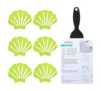 PATIKIL Autocollants Antidérapants pour Baignoire 9X7 cm, 6 Paquets Autocollants Sécurité en Forme Coquille pour Sol Douche Antidérapant avec Décalcomanies Adhésives Grattoir, Vert Clair