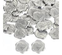 PATIKIL Autocollants de Sceau de Cire "Love", 50 Pcs autocollant Adhésif Gaufré pour Enveloppe Lettre Invitation de Mariage Carte d'Anniversaire Fête Cadeau, Argenté