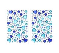 PATIKIL Autocollants en Strass Auto-Adhésifs, 2 Pièces Autocollants de Bijoux pour Le Visage en Cristal en Forme de Cœur pour La Décoration D'Ongles, de Maquillage Diy, Bleu