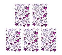 PATIKIL Autocollants en Strass Auto-Adhésifs, 5 Pièces Autocollants de Bijoux pour Le Visage en Cristal en Forme de Cœur pour La Décoration D'Ongles, Le Maquillage Diy, Violet