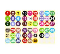 PATIKIL Autocollants numérotés de 1 à 50, 3 pouces/75mm, rondes en vinyle autocollantes, décalcomanies colorées en points pour classement d'inventaire, de boîtes de rangement, multicolores