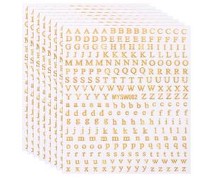 PATIKIL Autocollants Pour Ongles Lettres, 8 Feuilles Décorations 3D Adhésives Lettres Anglaises Petits Autocollants Alphabet Design Métallique Fluorescent Manucure Pour Femmes, Laser Or
