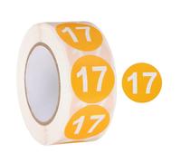 PATIKIL Autocollants Ronds Numero 17, Etiquettes Adhesives Autocollantes Codees Par Couleur 2.5 cm / 1 Pouce 500 Etiquettes/Rouleau, Orange Avec Texte Blanc
