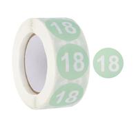 PATIKIL Autocollants Ronds Numero 18, Etiquettes Adhesives Auto-Adhesives Codees Par Couleur 1 Pouce 500 Etiquettes/Rouleau, Bleu Vert Clair Avec Texte Blanc