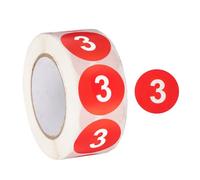 PATIKIL Autocollants Ronds Numero 3, Etiquettes Autocollantes Numerotees Codees Par Couleur 2.5 cm / 1 Pouce 500 Etiquettes/Rouleau, Rouge Avec Texte Blanc