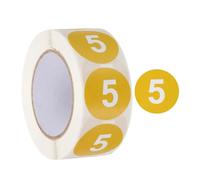 PATIKIL Autocollants Ronds Numero 5, Etiquettes Autoadhesives Numerotees Codees Par Couleur 1 Pouce 500 Etiquettes/Rouleau Pour Organisation Maison Gestion Bureau, Jaune Avec Texte Blanc