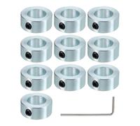 PATIKIL Bague de Réglage Alésage 16 mm Collier d'Arbre 28 mm OD 12 mm Épaisseur, 10 Pcs Acier au Carbone pour Roue de Butée de Train d'Atterrissage avec M6 Vis de Réglage et rgent