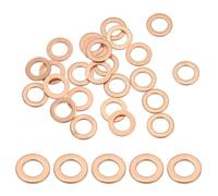 PATIKIL Bague D'Étanchéité en Cuivre M6, 25 Pièces 6mm ID 10mm OD 1mm D'Épaisseur Joint Plat Métrique pour Vis Boulon Bouchons de Carter de Vidange