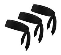 PATIKIL Bandana de tête, 3 Pack Bandeau Ninja Karaté Ajustable Bandeau de Sport à Lacer pour Hommes Femmes Course Tennis Yoga, Noir