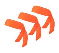 PATIKIL Bandana pour La Tête, 3 Pack Bandeau Ninja Karaté Ajustable Bandeau de Sport à Attacher à L'Arrière Absorbant La Transpiration pour Hommes Femmes Course Tennis, Orange Fluorescent