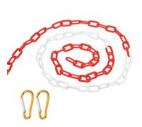 PATIKIL Barrière de chaîne en plastique de 10 pieds, Chaîne de sécurité avec 2 crochets magnétiques pour le contrôle de foule au niveau de l'entrée du parking de l'ascenseur, rouge blanc