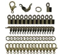 PATIKIL Bijoux Fabrication Accessoires Parure, 50 pcs Homard Fermoir 150 pcs Perle Conseils Noeud Couvertures 150 pcs Ouvert Saut Anneau 150 pcs Pli sur Cordon Fin Bouchons, Bronze