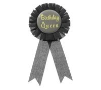 PATIKIL Birthday Queen Ribbon, Ruban en Satin Badge en Métal Épinglette Broche Cadeau pour Femmes Décoration de Fête, Noir