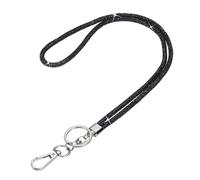 PATIKIL Bling Lanyard, 19"/48cm Collier À Strass Chaîne en Cristal Diamant Porte-Clés avec Fermoir Métallique Et Anneau pour Carte D'Identité De Bureau Clés Femmes, Noir