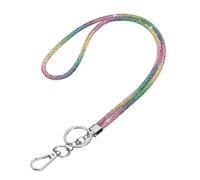 PATIKIL Bling Lanyard, 19"/48cm Rhinestone Crystal Lanyard Chain Diamond Neck Strap Keychain with Metal Clasp & Keyring pour Office ID Card Badge Keys Women, Multi-Color