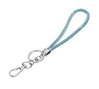 PATIKIL Bling Lanyard, 8"/21cm Rhinestone Crystal Lanyard Chain Diamond Wrist Strap Keychain with Metal Clasp & Keyring pour Office ID Card Badge Keys Women, Blue