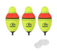 PATIKIL Bobbers de Pêche Éclairés de 1.4oz, 3 Flotteurs de Pêche Lumineux en EVA avec Batterie pour la Pêche de Nuit, Jaune