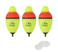 PATIKIL Bobbers de Pêche Éclairés de 1.8oz, 3 Flotteurs de Pêche Lumineux en EVA avec Batterie pour la Pêche de Nuit, Jaune