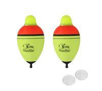 PATIKIL Bobbers de Pêche Éclairés de 3.5oz, 2 Flotteurs de Pêche Lumineux en EVA avec Batterie pour la Pêche de Nuit, Jaune