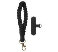 PATIKIL Boho Macrame Porte-Clés, Bracelet Porte-Clés Wristlet Fait Main Anneau Porte-Clés Support De Clé Lanière De Téléphone Pour Wrist Avec Coussinet En T Pour Femmes Filles, Noir