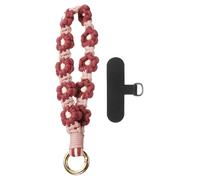PATIKIL Boho Macrame Porte-Clés, Bracelet Porte-Clés Wristlet Fait Main Porte-Clés Anneau Porte-Clés Lanyard Poignet Pour Téléphone Avec Coussinet En T Pour Femmes Filles, Rose Rouge