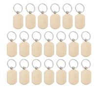 PATIKIL Bois Porte-clés Ébauches, 100 Paquet Rectangle Bois Porte-clés Bois Gravure Ebauches Inachevé Clé Étiquettes avec Clé Anneaux pour DIY Cadeau Artisanat Style 1, Marron