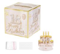 PATIKIL Boîte à Argent pour Anniversaire 18 Ans Cadeau en Argent Boîte à Tirer avec 100 Sacs Transparents pour Décoration de Fête Carte Surprise Femme Fille Meilleure Amie Rose Or